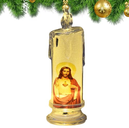 Hobngmuc LED senza fiamma per preghiera - Candela devozionale a LED | Decorazione religiosa di Gesù Santi, Candela per preghiera cattolica, devozionale