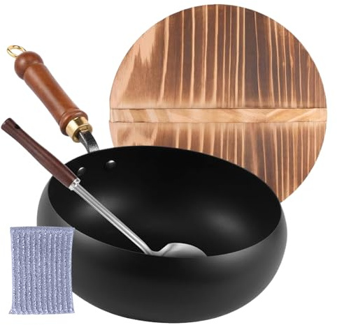 Mihauuke Pentole in Ghisa per Cucina | Casseruole Antiaderenti con Coperchio | Padella con Spatola per Piastre a Induzione per Casa Ristorante Zuppe Carne