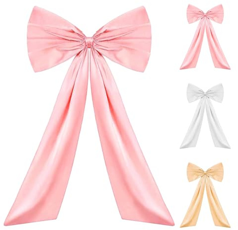 Große Satinschleife, 58x100 cm Geschenkschleife Groß, Exquisit Satinschleifen Grosse, Rosa Schleife Deko für Partydekoration, Wanddekoration, Hochzeit, Heimdekoration