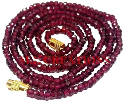 Naturel indien Grenat 3–4 mm Perles Rondelles à facettes de 106,7 cm de long collier de perles, grenat Collier de perles Bijoux, exclusivement par M.k. Creations, perles de grenat Pierre précieuse