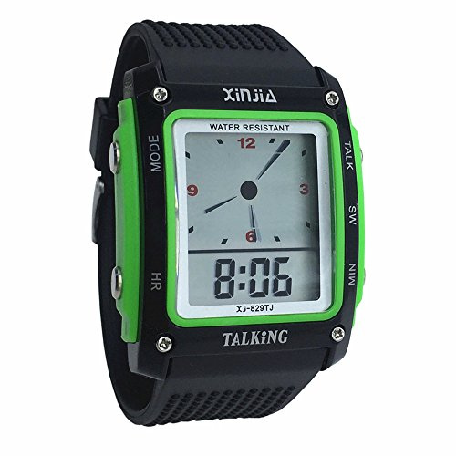 VISIONU Montre parlante en espagnol pour aveugles, enfants et personnes âgées, noir et vert