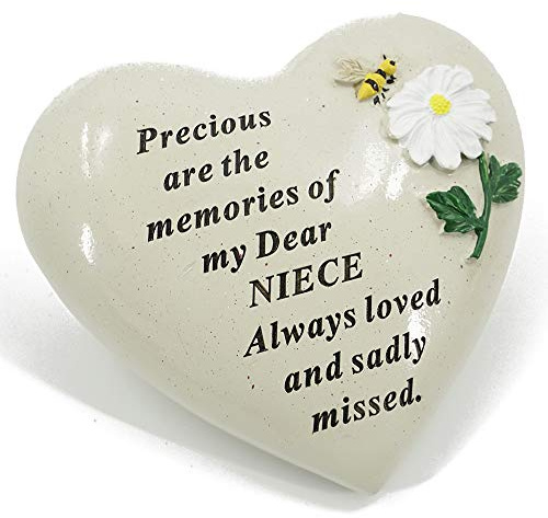Special Niece Daisy Flower & Bumble Bee Memorial Graveside Heart Plaque