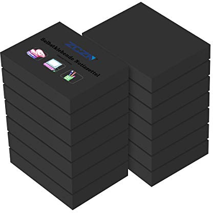 ZCZN Notas Adhesivas Pequeña,14 Bloc Posits de Colores y 51 x 38 mm, Post It Pastel 100 Hojas por Bloc, Aptas para Memorandos, Noticias, Revocaciones, Color Negro