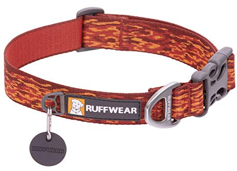RUFFWEAR Flat Out Collar, Klassisches Hundehalsband für Kleine Hunderassen, Einstellbare Passform, Größe S (28-36 cm), Ember Distortion