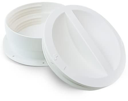 Dual Size Exhaust Hose Flange Wall Mount Connector for Portable AC Air Conditioner, Compatible with 6 inch & 6.5 inch Exhaust Hose, White Color with Off Season Cover/Plug included, Clockwise Thread