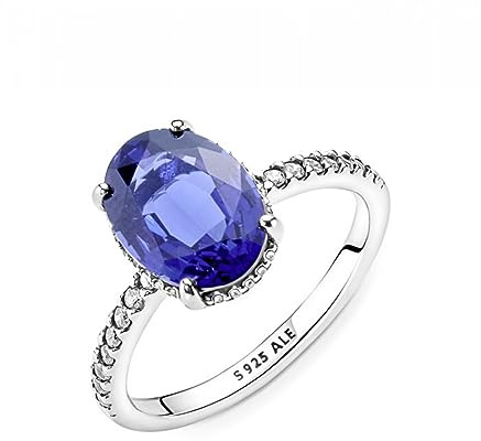 Pandora Timeless Ring Statement-Halo, Sterlingsilber, mit prinzessblauem Kristall und klarem Cubic Zirkonia