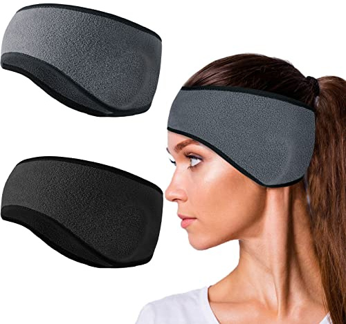 Raoclay Cinta Pelo Deporte para Invierno y Deporte, Cinta Pelo Hombre Mujer Casco de Bicicleta Orejeras Inviern, Frente elástico Cinta Cabeza Deporte para Senderismo, Correr, Ciclismo, 2 Piezas