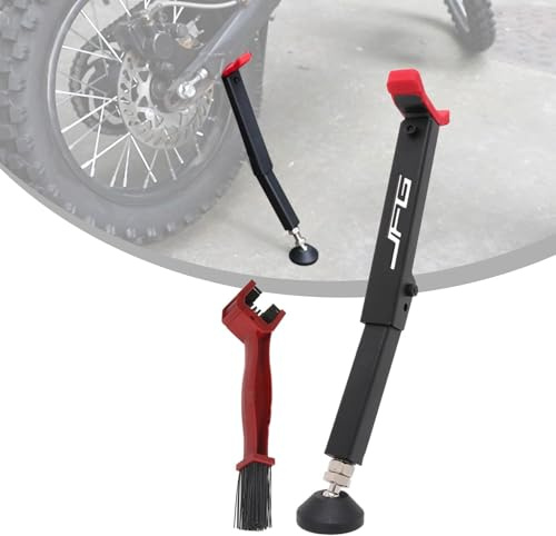 JFG RACING Bequille Moto Cross,Support Roue Arrière avec Brosse Nettoyage pour Motocross Enduro Pit Bike Dirt Bike Surron Talaria Sting E-Bike Lubrification Chaîne Nettoyage Chaîne-Rouge
