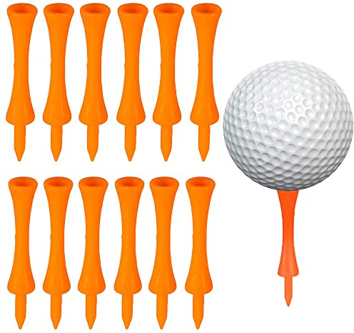 Willoo 70 Pezzi Tee da Golf, Tee da Golf in Plastica, Tee Golf Professionale, 70mm Tee da Golf Durevoli Riutilizzabile per L'allenamento del Golfista (Arancione)