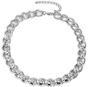 AMDXD Strand Halskette, Dick Kette Anhänger Freundschaftsketten für Frauen Sommerschmuck, Silber, 47CM