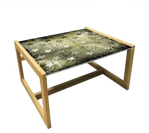 ABAKUHAUS Grunge Couchtisch, Grunge-Effekt Sterne, Acrylglas-Mitteltisch mit Holzrahmen für Büros Wohnheime, Mittel Größe, Olive