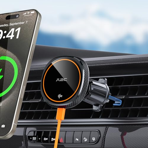 APPS2Car Qi2 Magsafe Car Mount Charger,15W Fast Charging Magsafe Phone Holder Wireless Charger for Car Vent,Rapid Heat Dissipation Magnetic Car Holder Fits iPhone 16/15/14/13/12 Serie & Samsung