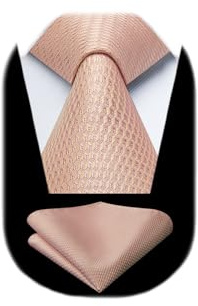 HISDERN Krawatten für Herren Hochzeit Krawatte mit Einstecktuch Klassisch Plaid Hahnentritt Business Krawatten & Taschentuch Set