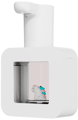 Dispenser Automatico di Sapone con Sensore, Dispenser di Sapone Schiumogeno Touchless per Bambini, Illuminazione Soffusa e Calda Macchina per Lavaggio a Mano Impermeabile(Bianco)
