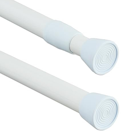 Relaxdays Teleskopstange, 150–280 cm, Klemmstange für Duschvorhang, Gardine, Türrahmen, Edelstahl, ohne Bohren, weiß