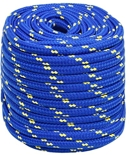 vidaXL Bootsseil Ankerleine Festmacher Tauwerk PP Leine Seil Tau Polypropylenseil Geflochten Flechtleine Blau 16mm 25m Polypropylen
