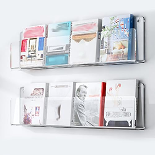 Zeitungsständer Zeitschriftenregal 1 2 3 Pack Zeitschriftenhalter Regal Wandmontage Acryl, Klarer Broschürenständer Bücherregal Rekord-Comic-Literatur-Display-Ständer Organizer Für Heimbüro, Lang 60 8