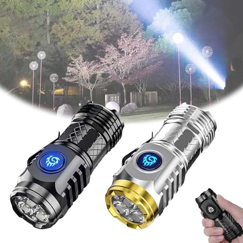 HOIDOKLY - Linterna de Tres Ojos para Monstruos, Mini Flashlight LED Ultra Potente, Recargable, Impermeable, Antorcha para Camping al Aire Libre