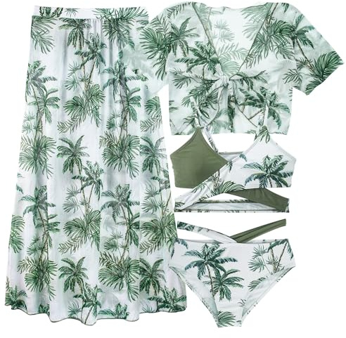 Happy Cherry Ensemble Bikini Fille 8-12 Ans Ensemble Maillot de Bain Fille Ados Fille d'été Cache-Maillot+Tops+Slip+Jupe Plage 10 Ans