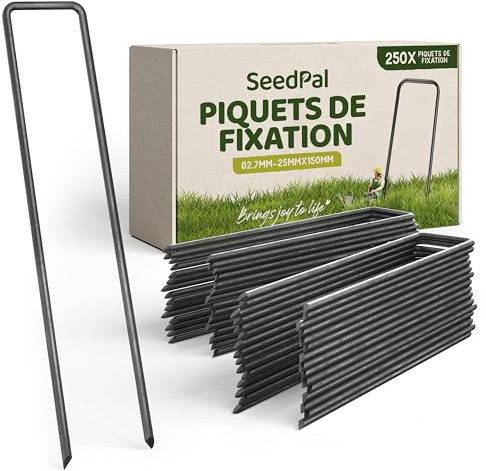 SeedPal Erdanker aus Stahl (250 Stück) - Unverzinkt - 150 x 25 mm, Ø 2,7 mm | Für Unkrautvlies & Gartenvlies - Für Zaun & Zelt - Stabiler Halt - Aus Stahl