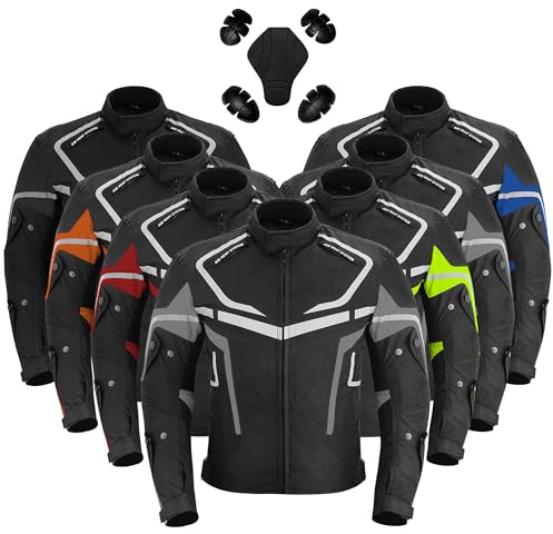 Vaster Moto Chaqueta de Moto para Hombre, Impermeable, Blindada, para Moto, Invierno, Verano, Textil, Cordura, Chaqueta de Carreras, Aprobada CE (EN 17092-4) (L, Gris)