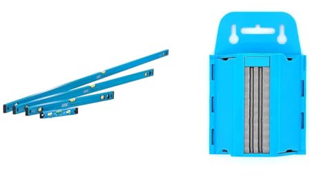 OX Trade 4 Piece Level Set - 600, 1200 & 1800mm Trade Level and Trade 230mm Torpedo Level & Pro 100 Pack Heavy Duty Knife Blades & Dispenser