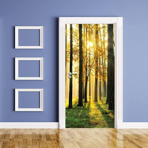 Türtapete Selbstklebend Wald Sonnenschein Rasenlandschaft 95 X 210 Cm Türtapete Selbstklebend Türposter,Fototapete Selbstklebend 3D Pvc Türaufkleber Diy Türbild,Türfolie Poster Tapete - Ki -8R8E7D8W5K