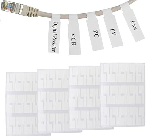 Wonvify Selbstklebende Kabeletiketten, 120 Stück weiße Etiketten, leere wiederverwendbare Nylon-Kabeletiketten – weiße Etiketten für elektronische Kabel und Computer (8,3 x 2,6 cm)