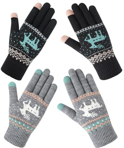 Chalier Fashion Gants Hiver Chauds pour Femmes, Gants Hiver Tactiles, Femmes Mitaines Chaudes