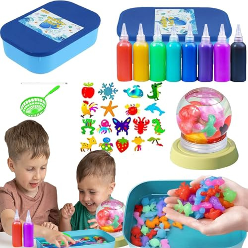 Tchsrim Aqua Gelz Creative Set,Magic Water Elf,Aquagelz 3D Creative Set de Mágicos de Geles de Océano para Niños,Manualidades, 12 Botellas Juego Educativos Niños