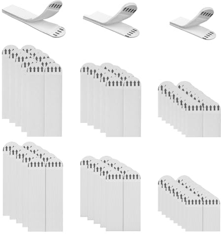 WYTNB 36 Pairs Double Side Wall Hanging Strips, 72 No Nails Adhesive Strips | White Adhesive Picture Hanging, Damage Free Removable Wall Fastener Tape, Picture Mounting for Glass Frame
