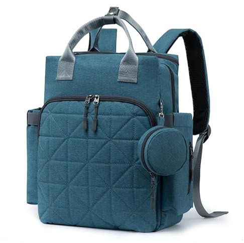 Titano Design Wickelrucksack mit Wickelunterlage, Hochwertiges wasserdichtes Gewebe Baby Wickeltasche ist Mehrschichtiges Design, am Kinderwagen befestigbar, mit Mehreren Aufbewahrungsfunktionen(Blau)