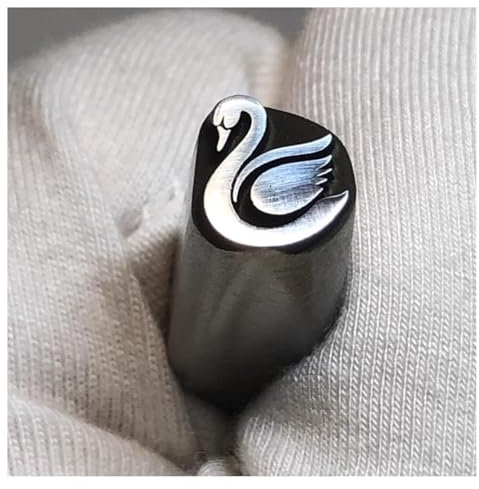 HPFHSJ Schlagbuchstaben Schmuck-Metall-Stanzwerkzeuge, Stanzer aus Stahlmaterial, einfach zu verstauen, für Stempeln und Personalisieren weicher Metalle(Swan,8mm)