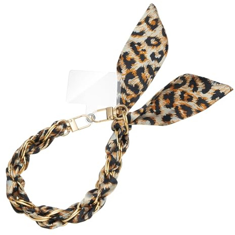 ZOOEASS Phone Wrist Lanyard Gold Metal Scarf Chain with Tether Tab Women Phone Chain Accessories (Style 4)