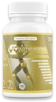 V9 Artifusion Healthy Fusion | Kurkuma-Komplex, Glucosamin, Chondroitin, MSM & Boswellia | Stärkt Gelenke, Knorpel und Knochen | Natürliches Antirheumatikum, verbessert die Beweglichkeit | 90 Kapseln