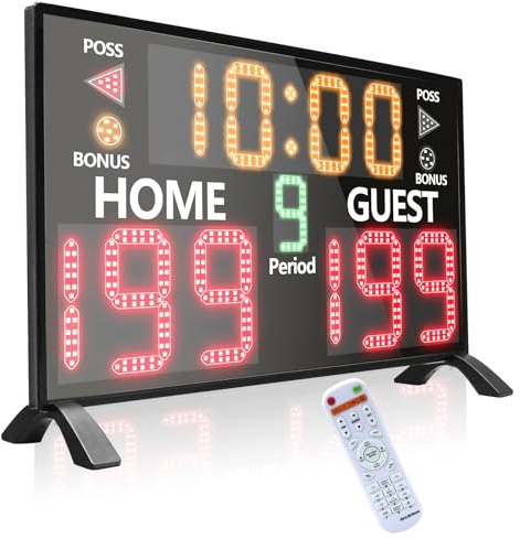YZ Bigger LED Digital Scoreboard, Portable Basketball Scoreboard with Timer Clock, Electronic Scoreboard with Remote, Tabletop Scoreboard Clock, Score Keeper for Outdoor Game