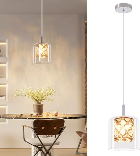CBJKTX Pendelleuchte Esstisch Hängelampe Modern 120CM 1 Flammig | Nachttisch Pendellampe Höhenverstellbar G9 Kristall Hängeleuchte Schlafzimmer Esszimmer Bar ohne Leuchtmittel
