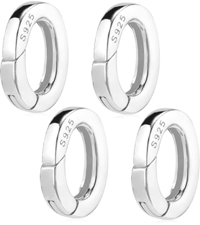 4st Smyckeslås, 925 Silver Ovala Halsbandsförstärkare Förkortningsspännen Fjäderfäste för Ringar för Kvinnor Armband Smyckestillverkning