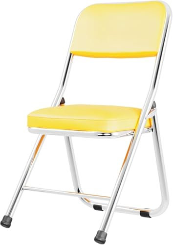 DZYHFCO DUANZEYUQA Tragbarer und kompakter Metallrahmen, Klappsitz mit Rückenlehne, ergonomischer Kunstleder-Polsterstuhl (gelb)