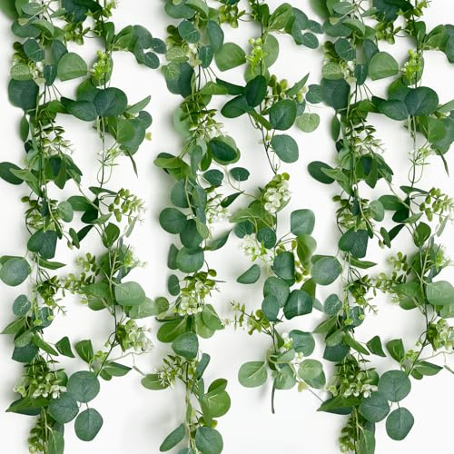 TERRARIDE Eucalyptus Artificiel Guirlande Fleurs, Guirlandes Artificielles D'Eucalyptus, Vignes Feuilles d'eucalyptus Vignes Eucalyptus, pour ArrièRe Plan DéCoration de Mariage