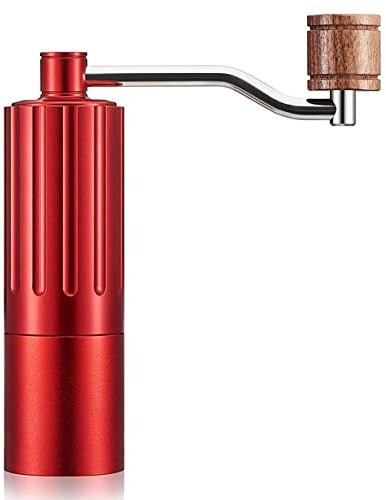 OZBME Moulin à café Manuel avec réglages réglables, Moulin à manivelle, Moulin Portable, efficacité de mouture Plus Rapide, Expresso à Gros Grains pour café Italien, Argent (Couleur : Rouge) (Rouge)