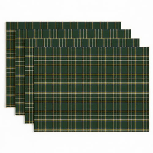 Vorysum Platzsets 4er Set 32x45 cm Weihnachten Tischsets Abwaschbar Grün Karomuster Weihnachtsdekoration Winter Urlaub Bankett Platzdeckchen Küche Party Deko