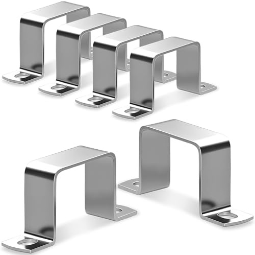 sturiz 6 Pcs Abrazaderas de Tubo Cuadradas 25x25mm de Acero Inoxidable 304 en Forma de U Abrazadera Metalicas Cuadrada para Puertas de Entrada Ventanas Tuberías de Suministro de Agua y Otras Tuberías