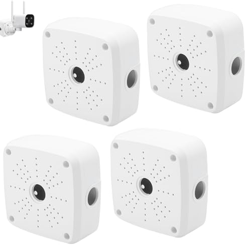 GOEDCH 4 Stück Kamera Anschlussdose: Kunststoff Weiß Wasserdichte Anschlussdose, Flip-Design Abzweigdose Metall, Dome Sicherheitskamera Mount Box für Überwachungskamera, Halbkugelförmige