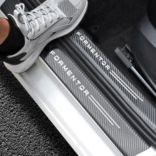 EULVGG 4 Piezas Protector de Escalón de Coche para Cupra Formentor (2020-), Protección de Barra de Umbral de Puerta Decoración para Estribos con Pegatinas de Fibra de Carbono (Formentor)
