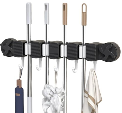 MFYOUPK Broom Holder Wall Mount,Garage Tool Rack Suction Wall Mount Holders | Garden Tool Storage Stand Home Organization for Gloves Shovel Kitchen Towel Rag Brush Laundry Room Commercial