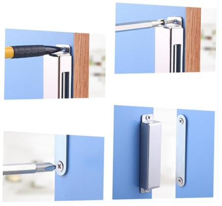 HAMPPLIES 2 Pcs Magnetic Door Catch for Cabinet and Closet Strong Stainless Steel Magnet Door Lock for Bedrooms Bathrooms Kitchen Nickel-Plated Housing Secure Closure Without Screws