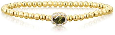Turandoss August Geburtsstein Armband Damen Gold Perlenarmband, Peridot Armband Perlen August Geburtsstein Armkette Gold, Geburtstagsgeschenk für Mädchen 9 10 11 12 13 Jahre Frauen Damen Schmuck