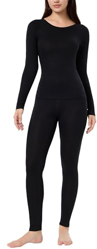 CAOZITOU 100% Merino Unterwäsche Damen Set, Merinowolle Skiunterwäsche Thermounterwäsche, Warme Langarm Funktionsunterwäsche Frauen für Winter (Schwarz 250, S)