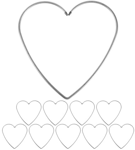 NIYANGLE 10 aros de metal para manualidades, anillos de alambre de 20 cm para, para decoración floral de boda, marco de corazón con atrapasueños para manualidades colgantes de macramé.